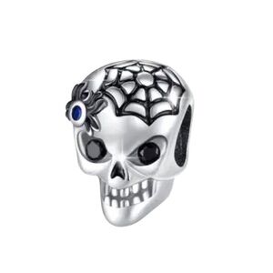 S925 Skull Spider Web Halloween Charm Pandora Style